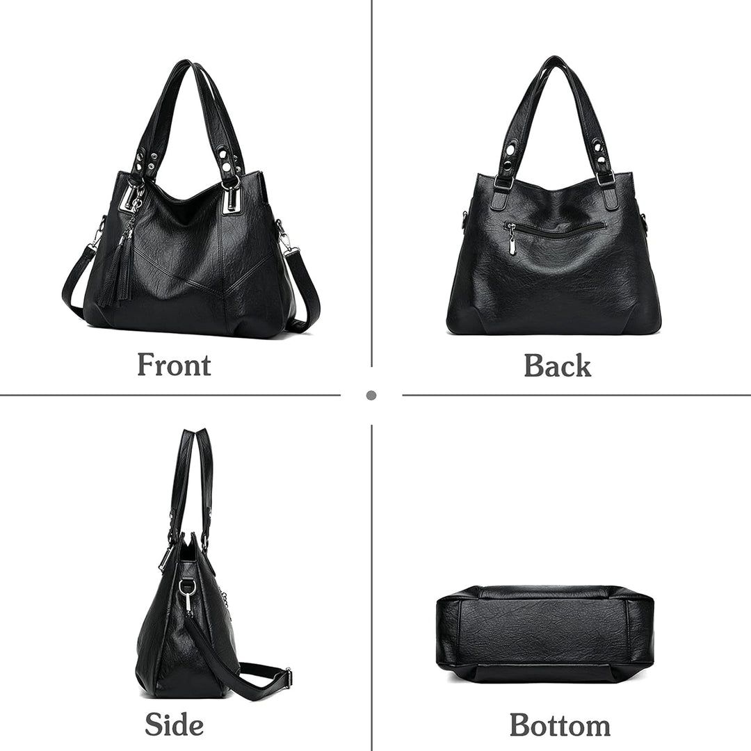 PORRASSO Damen Handtasche Mode Hobo Schultertasche Frauen Umhängetasche Grosse PU Leder Henkeltasche