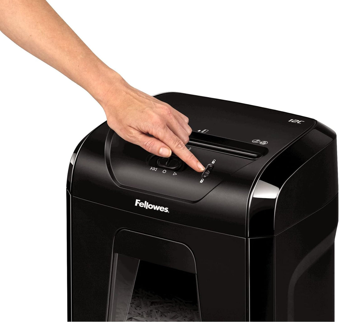 Fellowes Aktenvernichter Powershred 12C, 12 Blatt 4x40mm Partikelschnitt (P-4), mit Sicherheitssperr