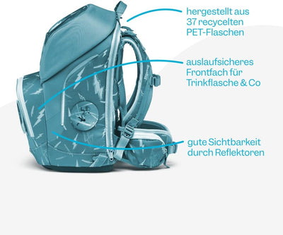 ergobag Wide Set 5tlg. Ergonomisch, Volumen erweiterbar, Deckel aufklappbar Bärzaubernd - Blau Einhe