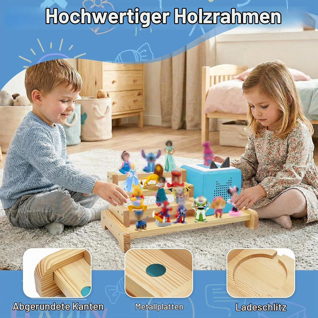 4-stöckiges Tonie Regal Kompatibel mit Toniebox Ladestation und Tonie Figuren, Magnetisches Toniereg