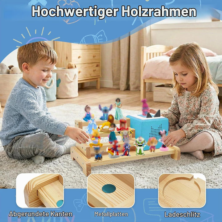 4-stöckiges Tonie Regal Kompatibel mit Toniebox Ladestation und Tonie Figuren, Magnetisches Toniereg
