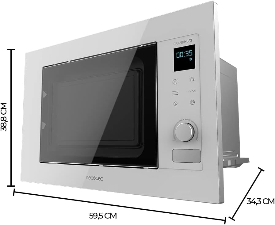 Cecotec Eingebaute Digitale Mikrowelle Grandheat 2090 Built-In Touch White. 800 W, 20 Liter, Touch,