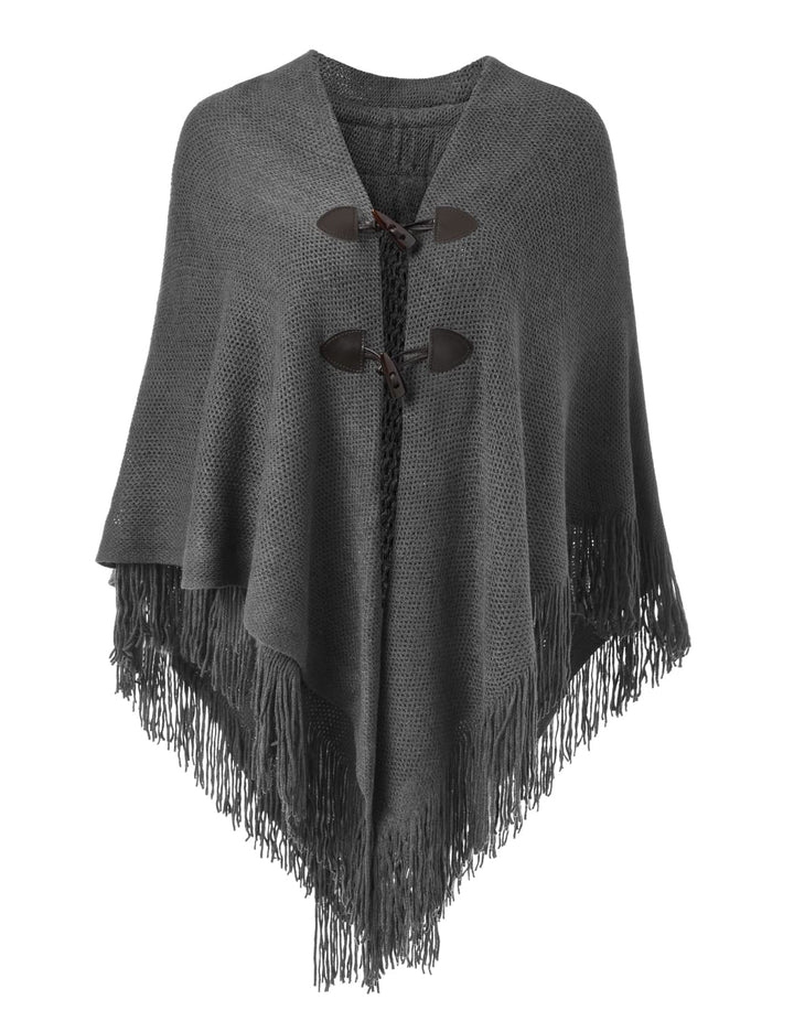 Ferand Damen Poncho Locker sitzender Cape Schal mit offener Vorderseite für Herbst und Winter Dunkel
