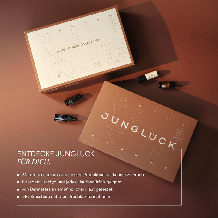 JUNGLÜCK Starter Adventskalender 2025 - Unser Beauty Weihnachtskalender um uns und unsere Produktvie