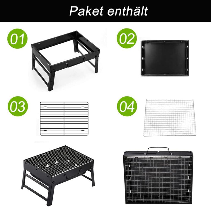 ROIMOE Holzkohlegrills Grill BBQ Portable, Tischgrill Campinggrill Picknickgrill, Abnehmbare BBQ Gri