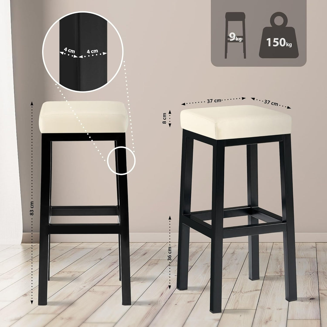 CLP Barhocker Taylor In Kunstleder Und Stoff I Sitzhöhe 85 cm In Quadratischer Bar-Hocker Mit Schwar