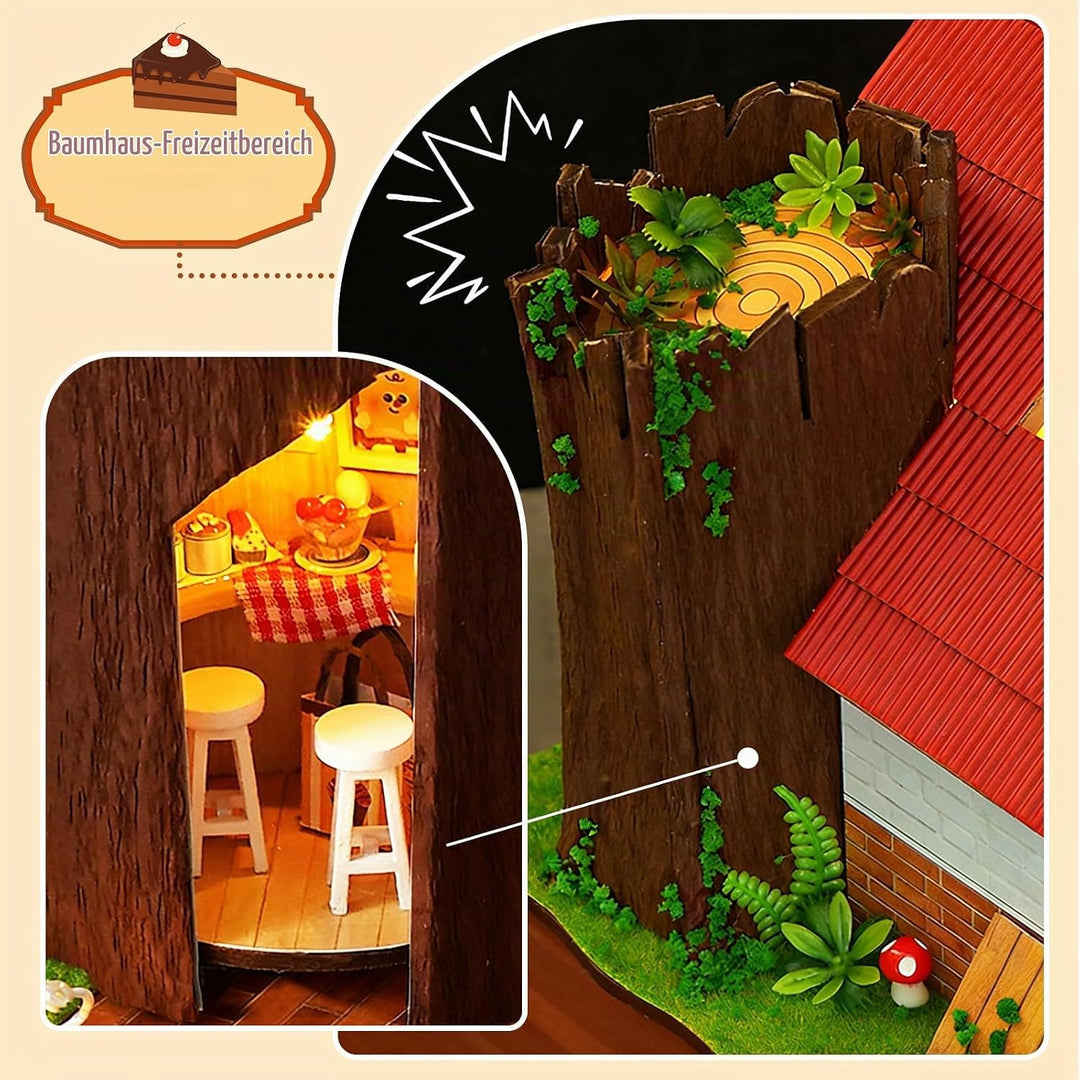 Cuteefun DIY Miniatur Puppenhaus Kit zum BAU Miniatur Haus mit Staubschutzhaube und Werkzeugen Selbe