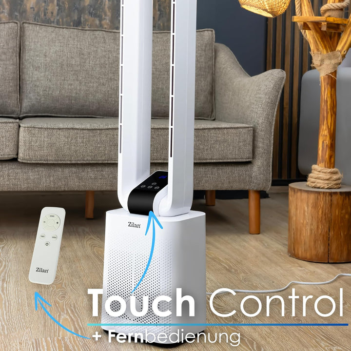 Zilan Turmventilator Blattlos Leise Standventilator mit Fernbedienung – 12 Stufen, 3 Modi, BLDC Moto