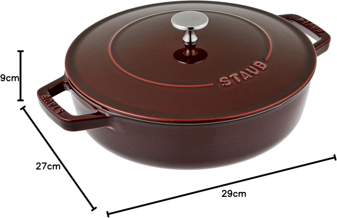 STAUB Gusseisen Bräter, Chistera Tropfenstruktur im Deckel, Rund 24 cm, 2,5 L, Grenadine Rot Grenadi