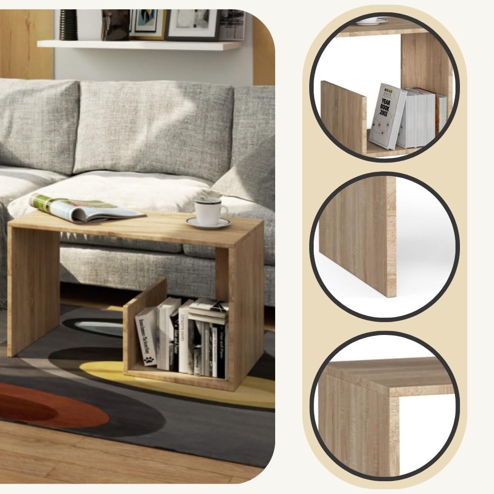 AKORD Couchtisch Holz | Paul 80x45x40 cm| Schrank für Wohnzimmer | Schlafzimmer Schrank | Minimalist