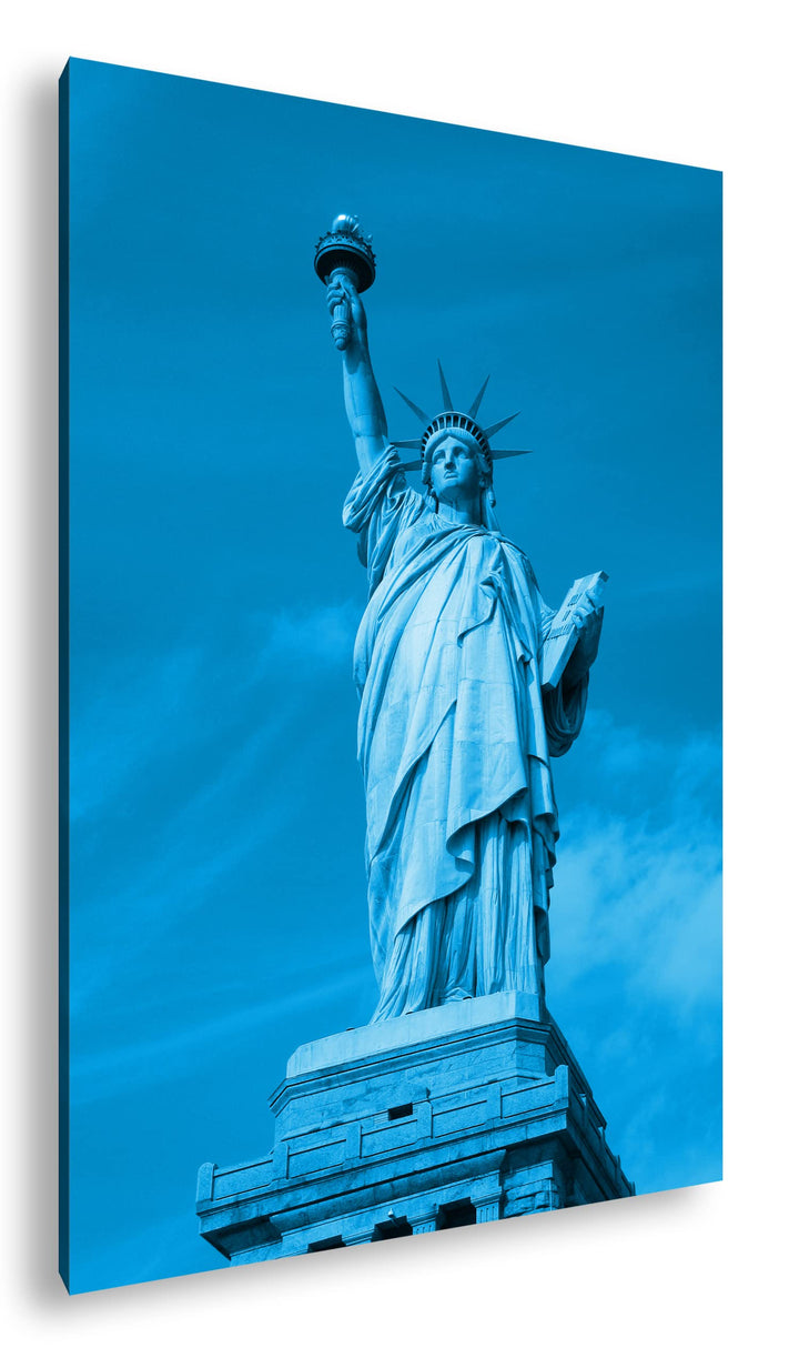 deyoli Die gigantische Freiheitsstatue Format 80x60 Effekt: Monocrome Blau als Leinwandbild, Motiv f