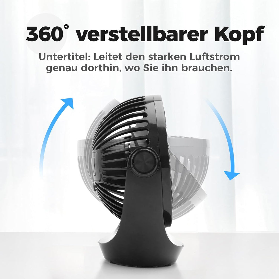 OCOOPA USB Ventilator, Ventilator klein Tischventilator mit starkem Luftstrom und Leise Betrieb 3 Ge