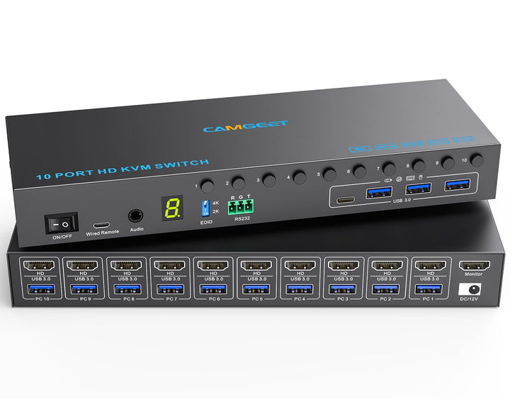 10 Port 8 Port KVM Switch HDMI 4K@60Hz EDID Simulation, USB 3.0 HDMI KVM Switches für 10 PC Teilen 1