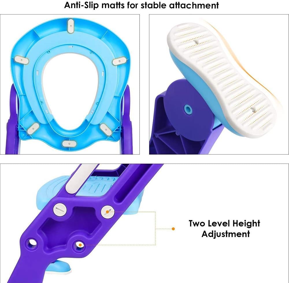 Toilettensitz für Kinder, verstellbar und faltbar, Toilettensitz für Babys mit Stufen, Toilettentrai