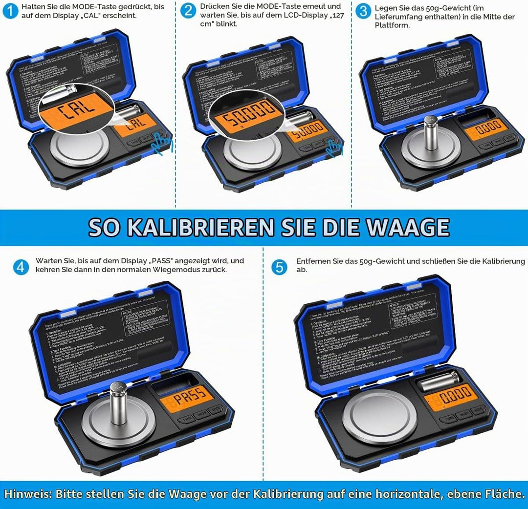 Brifit Feinwaage, 50g /0.001g Digitalwaage Taschenwaage, Schmuckwaage, Goldwaage, Präzisionswaage Mi