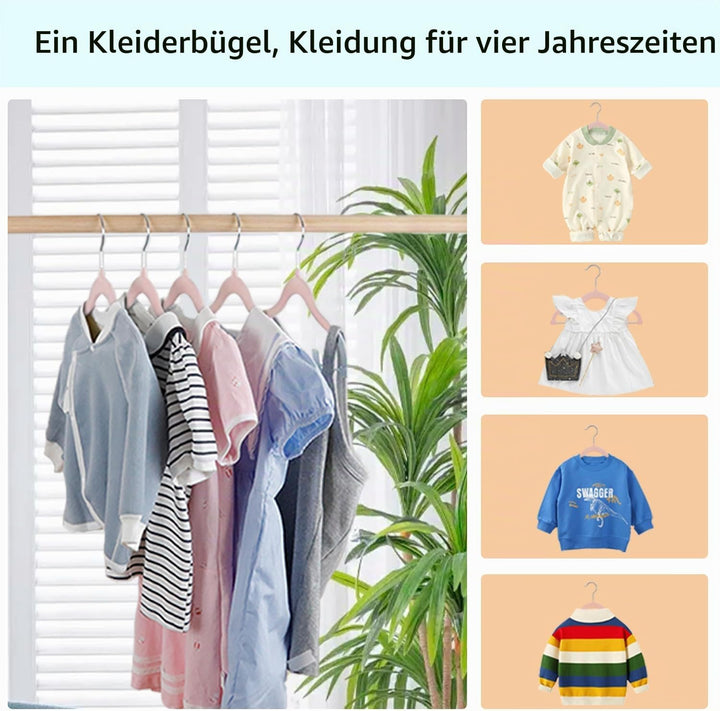 30cm Baby Kleiderbügel mit Verstellbaren Klammern, 16 Stück Hosenbügel, Samt Kinder Kleiderbügel, Ul