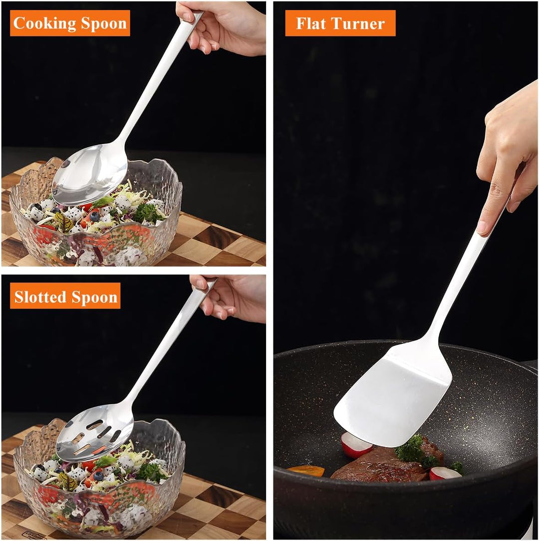 HOMQUEN Edelstahl Küchenutensilien Set 4pcs, Kochutensilien Set, Küchenwerkzeuge Spatel Set, Kochlöf