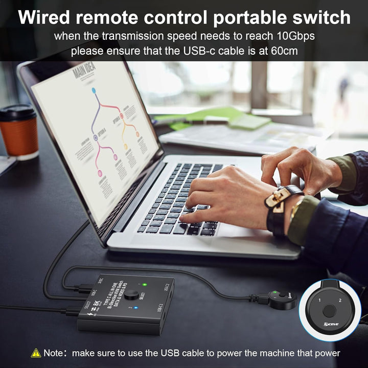 USB C Switch 2 PC 8K@60Hz 4K@120Hz, Bidirektionaler USB C Switcher für 2 PCs, 2 in 1 out/1 in 2 out,