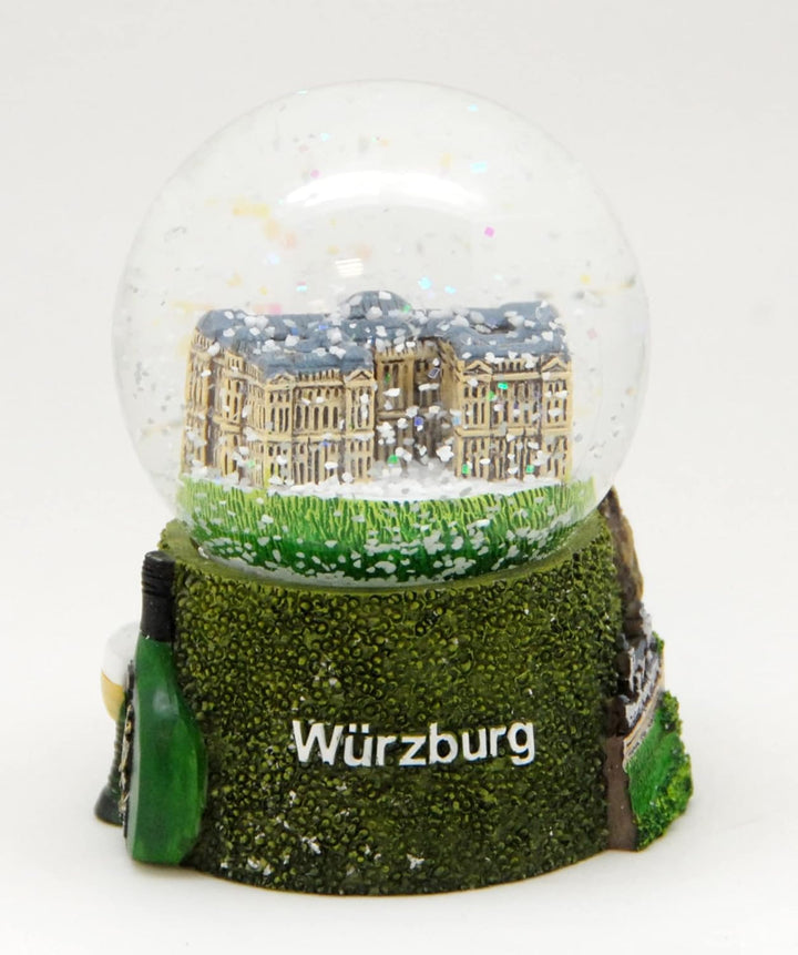 2er Set süsse Souvenir-Schneekugeln Würzburg Festung Marienberg Residenz Bocksbeutel, Durchmesser 45