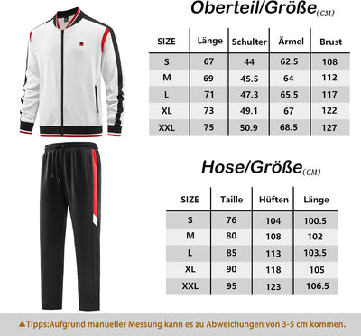 W JIANWANG Herren Trainingsanzug und Jogginganzug - Sportanzug für Männer mit Langarm Reissverschlus