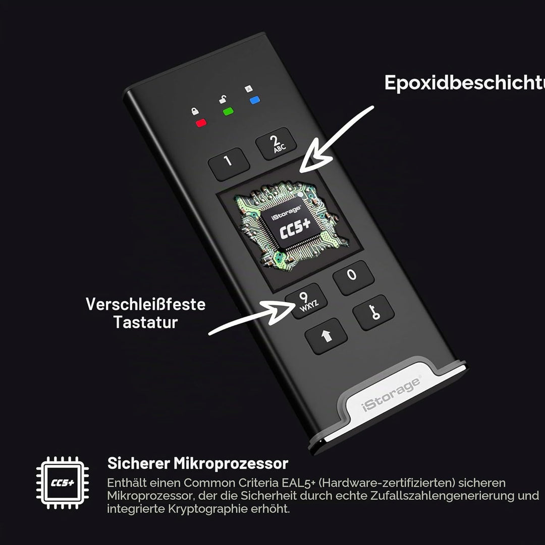 iStorage diskAshur M2 500GB – PIN authenticated, hardware encrypted USB 3.2 portable SSD. Ultra-fast