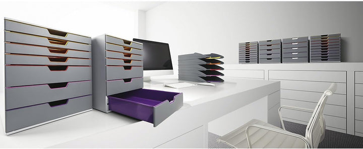 Durable Schubladenbox A4 (Varicolor) 10 Fächer, mit Etiketten zur Beschriftung, mehrfarbig, 761027,