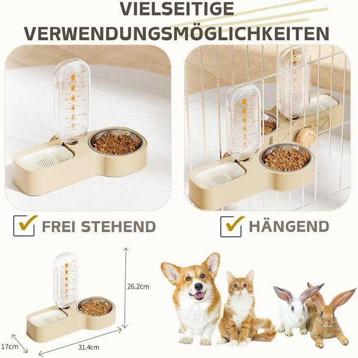 Automatischer Futter Wasserspender für Haustiere, Automatischer Futternapf zum Aufhängen für Käfige