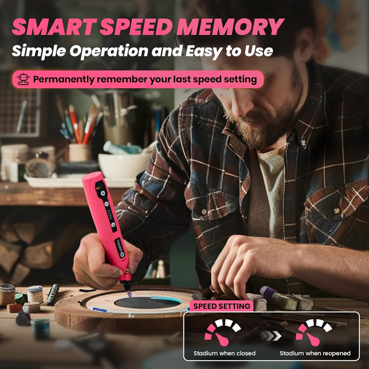 HARDELL Mini Akku Rotationswerkzeug mit LED, 5 Geschwindigkeiten (5000-18000 U/min), 3,7V Multifunkt