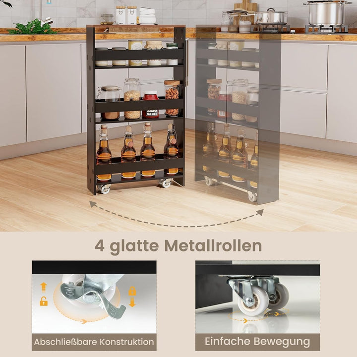 GIANTEX Nischenregal 13cm breit, Küchenregal Küchenschrank Küchenwagen schmal, Nischenschrank Nische