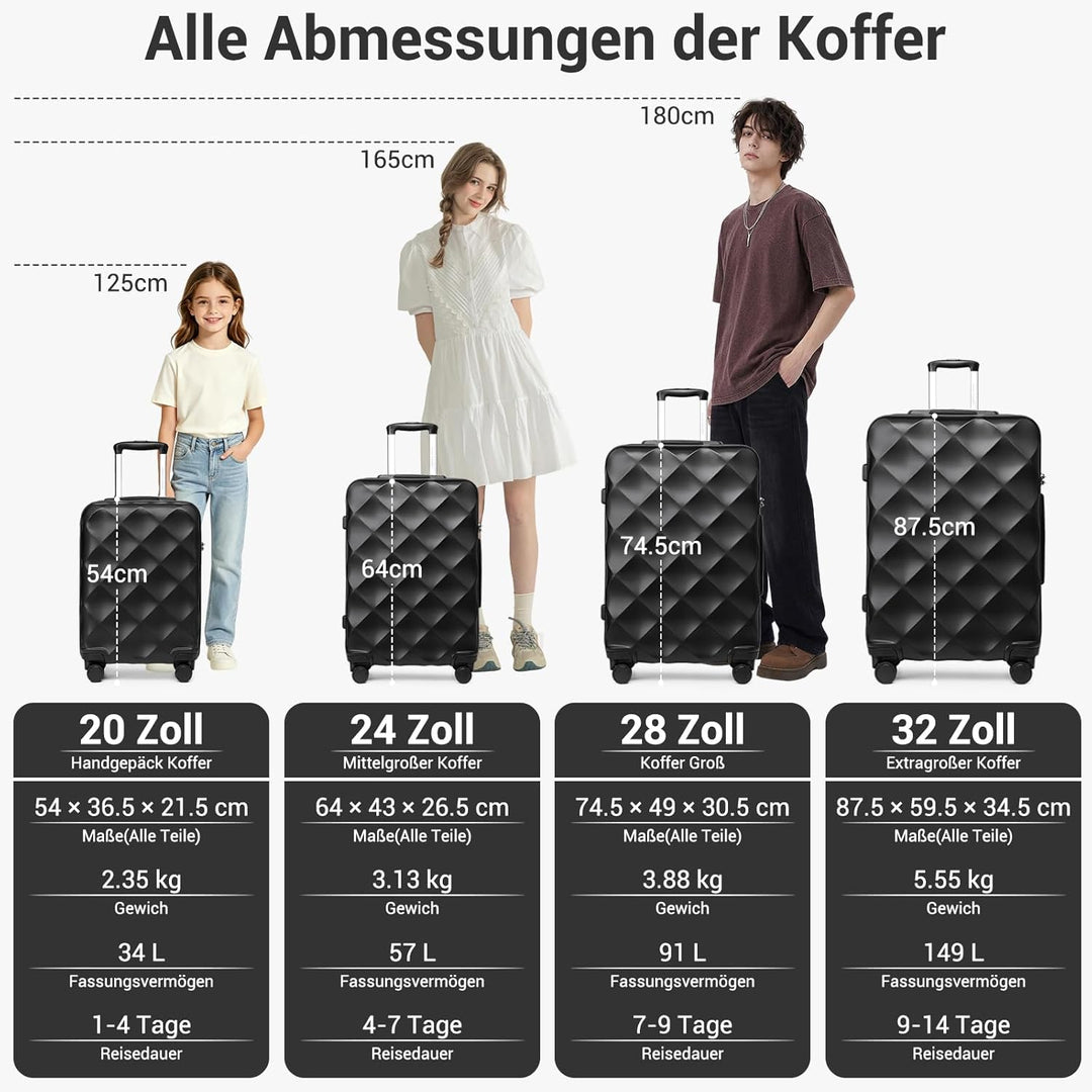 British Traveller Hartschalenkoffer Mittelgross 64 x 43 x 26.5 cm, Reisekoffer aus ABS + PC mit TSA-