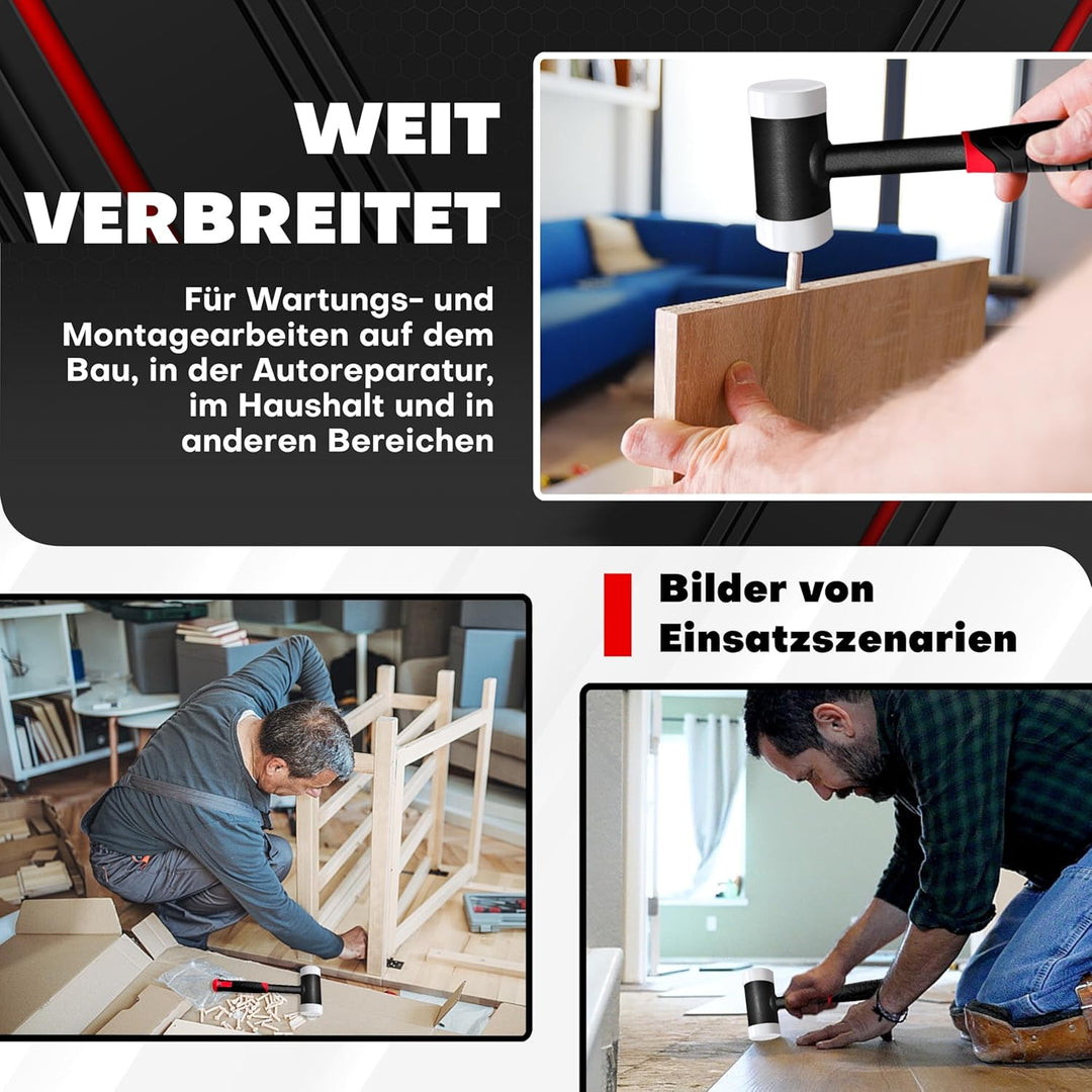C&T Rückschlagfreier Schonhammer, Schutz Hammer, Ø50mm, Stahlrohrstiel, Austauschbare Polyamid-Köpfe