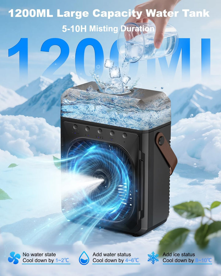 Desktop Nebelventilator,20000mAh,Akku Ventilator,1200mL Wassertank