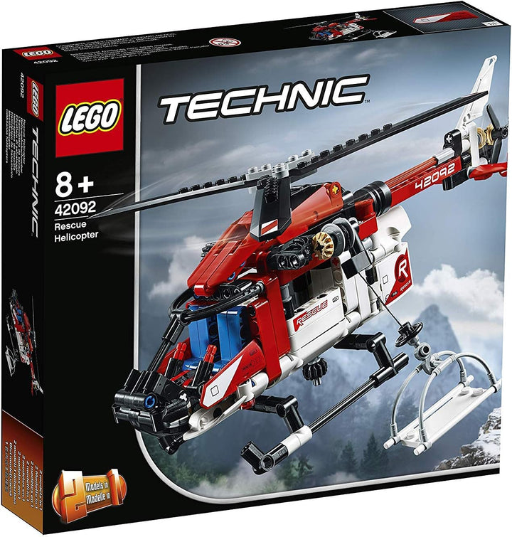 Lego 42092 Technic Rettungshubschrauber Bauset, 2-in-1 Flugzeug Spielzeug für Jungen und Mädchen ab