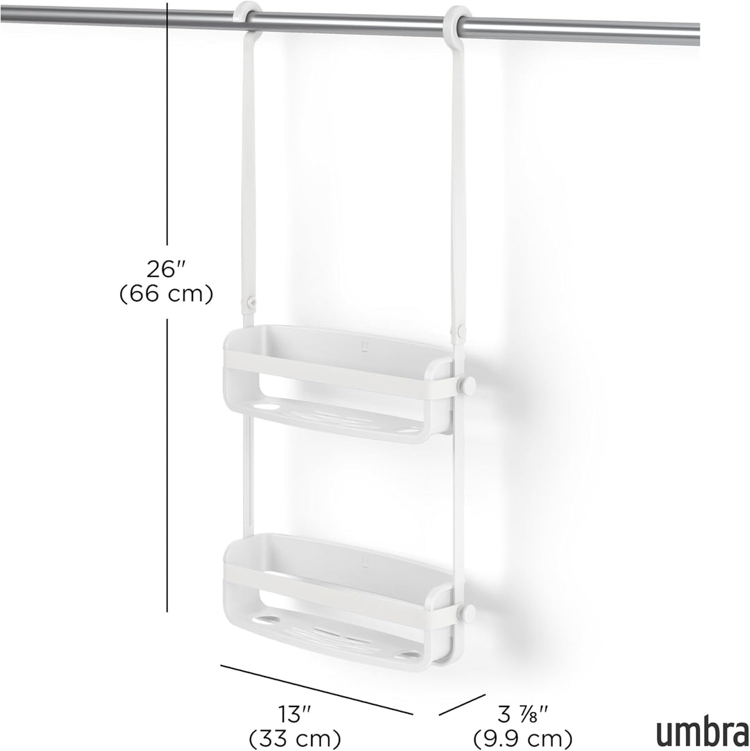 Umbra Flex Duschablage, Duschregal, Duschcaddy, Duschdiener, Weiss Weiss Duschablage mit 2 Fächern,