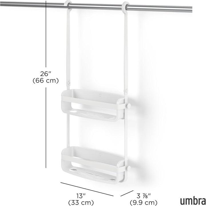 Umbra Flex Duschablage, Duschregal, Duschcaddy, Duschdiener, Weiss Weiss Duschablage mit 2 Fächern,