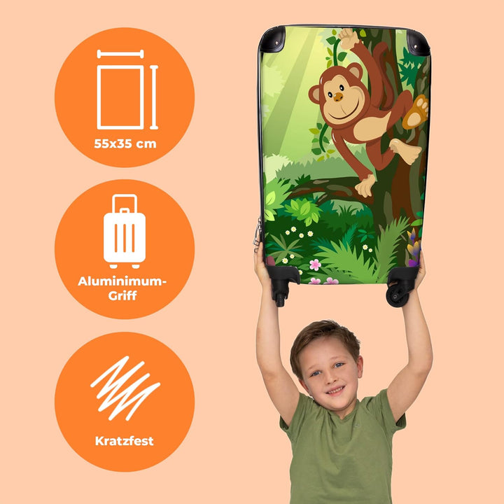 NoBoringSuitcases.com® Koffer Handgepäck Trolley Rollkoffer Kleine Reisekoffer mit 4 Rollen - AFFE -