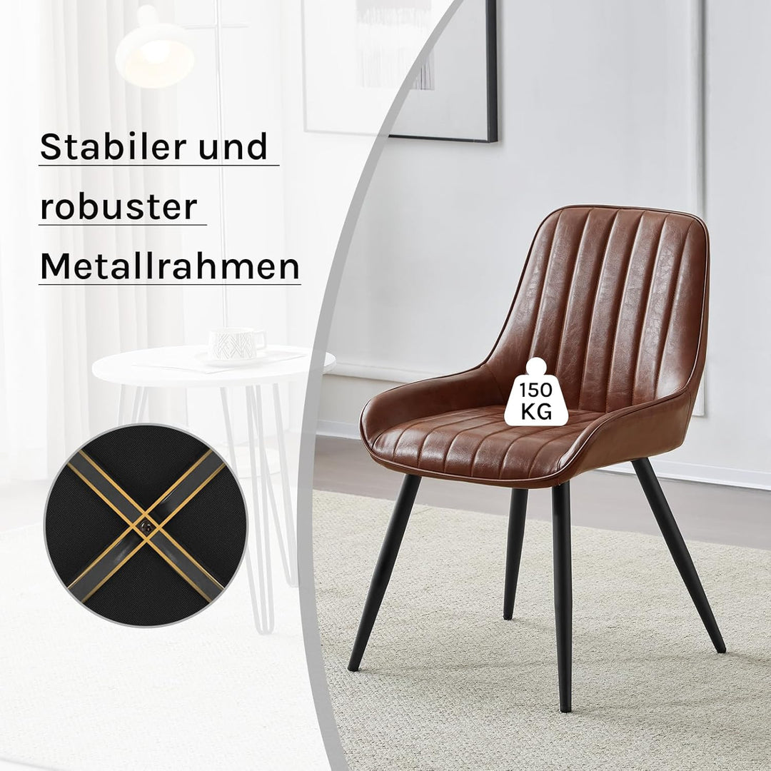 Lestarain 2 Stücke Esszimmerstühle, Retro Küchenstuhl Polsterstuhl Wohnzimmerstuhl Sitzfläche Aus PU