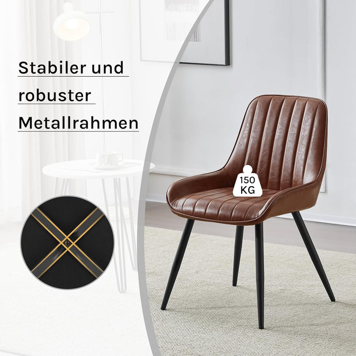 Lestarain 2 Stücke Esszimmerstühle, Retro Küchenstuhl Polsterstuhl Wohnzimmerstuhl Sitzfläche Aus PU