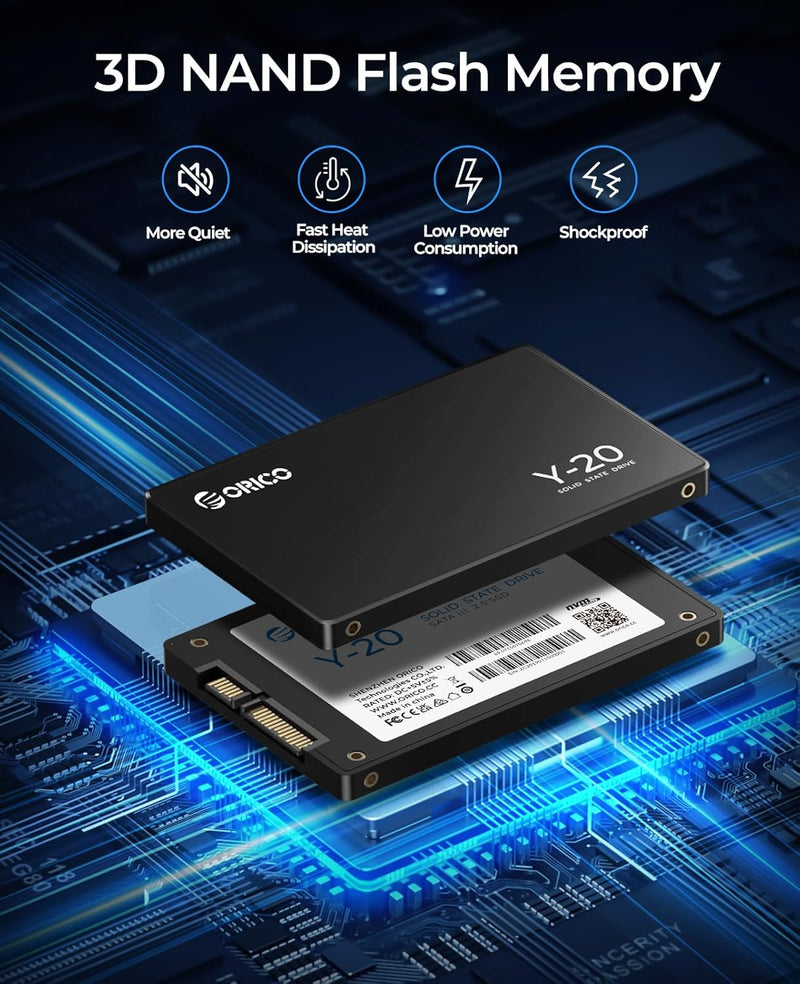 ORICO 2TB SSD SATA III 6Gb/s, 2.5“ Interne Solid State Festplatte, bis zu 500MB/s, Kompatibel mit La