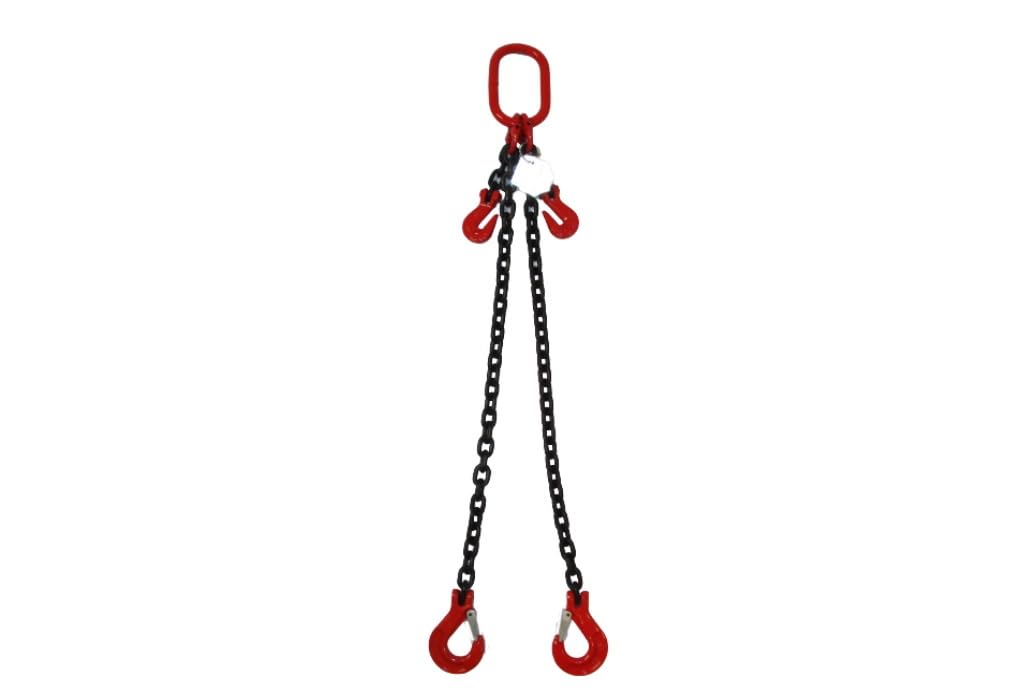 2-Strang Anschlagkette 2,5m GK8 8mm schwarz mit Sicherheitshaken verkürzbar