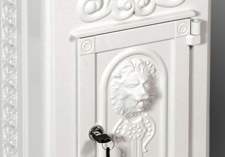 antiker englischer Standbriefkasten LUNA, Weiss, Material: Aluminium, rostfrei, Höhe: 102cm, nostalg