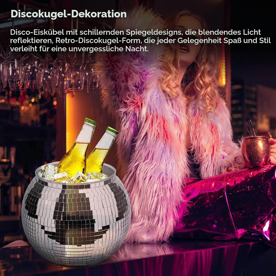Eiskübel, Disco Kugel Sektkübel Grosse Kapazität Eisbehälter Party Weinkühler Eiseimer für Bier, Coc