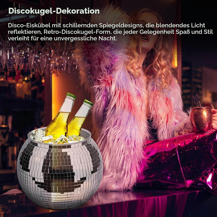 Eiskübel, Disco Kugel Sektkübel Grosse Kapazität Eisbehälter Party Weinkühler Eiseimer für Bier, Coc