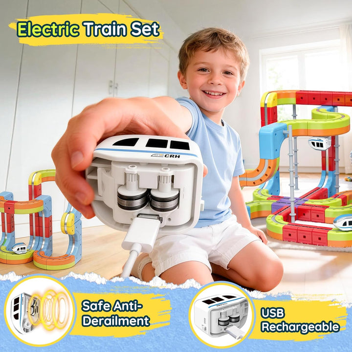 Elektrisches Eisenbahn Set, DIY Electric Train Set mit Schwerkraft Defying 3D-Layouts & Magisches Sc