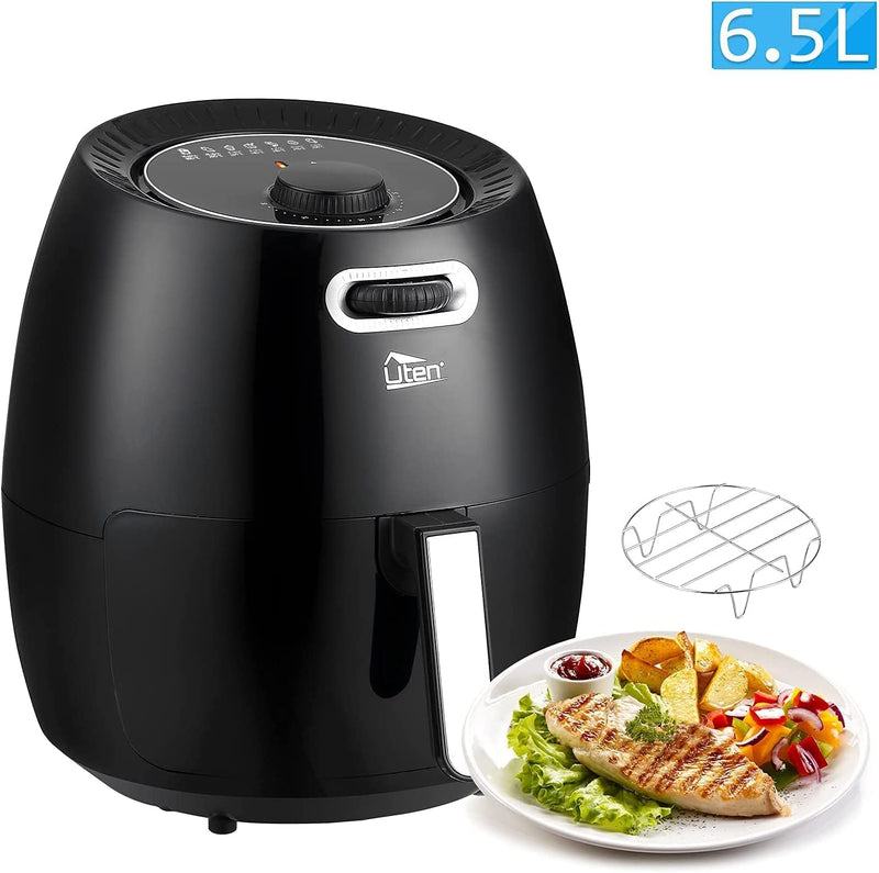 Heissluftfritteuse,6.5L Airfryer Uten XXL Heissluftfriteuse ohne Fett Friteuse Mit Ständer, No stick