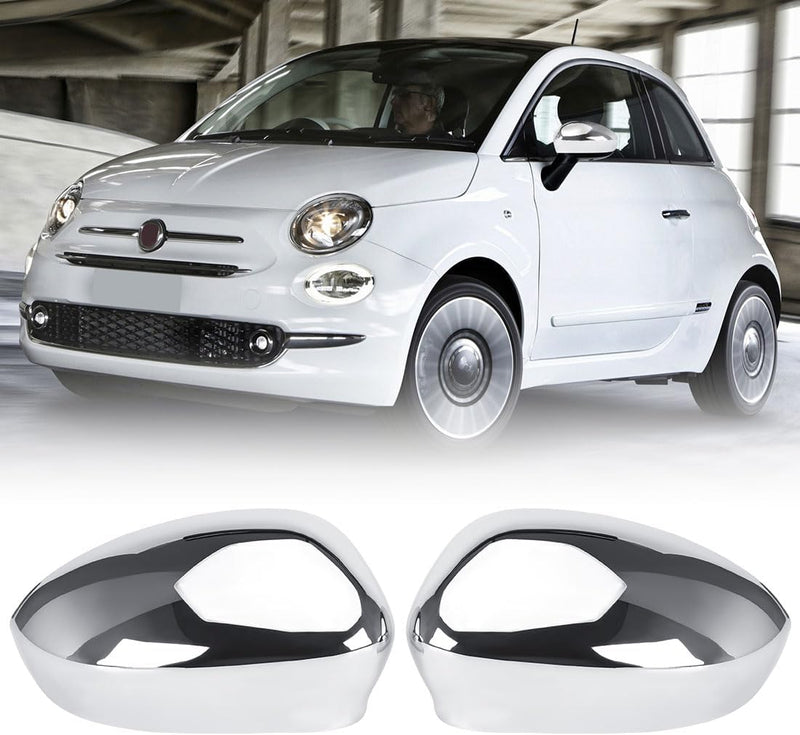 1 Paar Auto Rückspiegel Abdeckung Ersatz für Fiat 500 2007-2023, Aussenspiegel Spiegelkappen Seitens