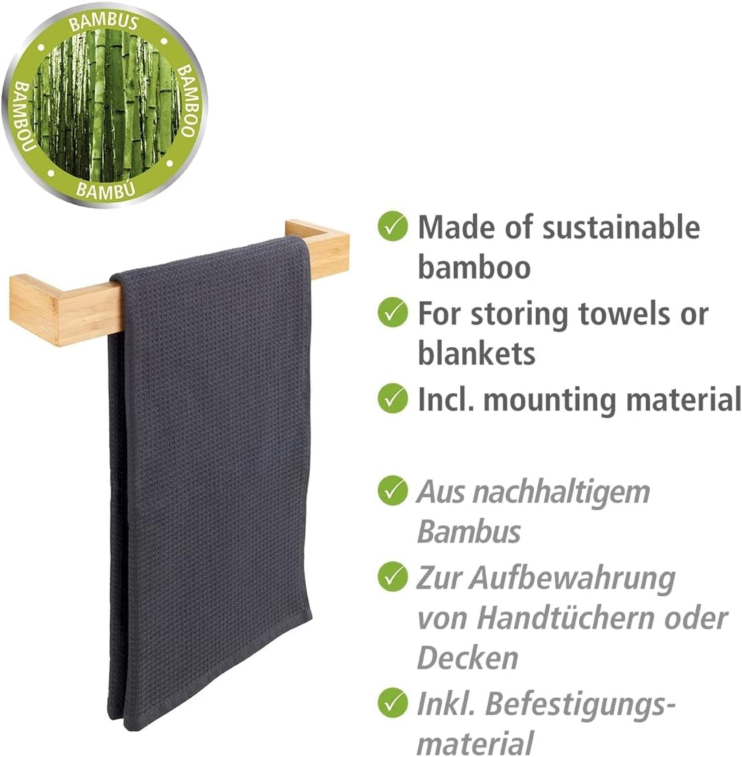 WENKO Handtuchstange Mod. Bambusa, Handtuchhalter aus Bambus, Moderne Wanddekoration, Aufhängung für
