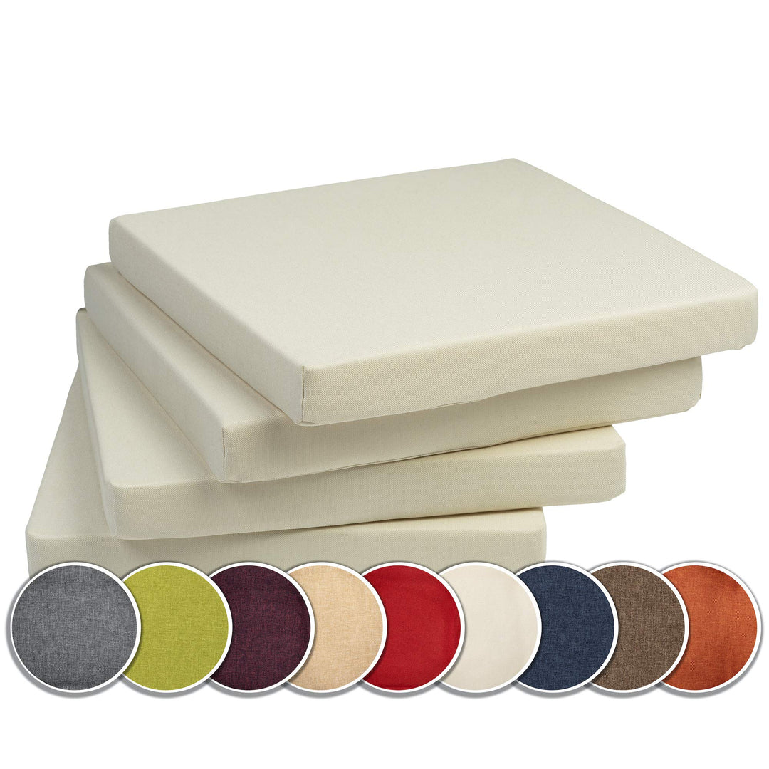 sunnypillow 4er Set Stuhlkissen mit Bindebänder - 40 x 40 x 3 cm - Sitzkissen Outdoor für Stühle/Bän