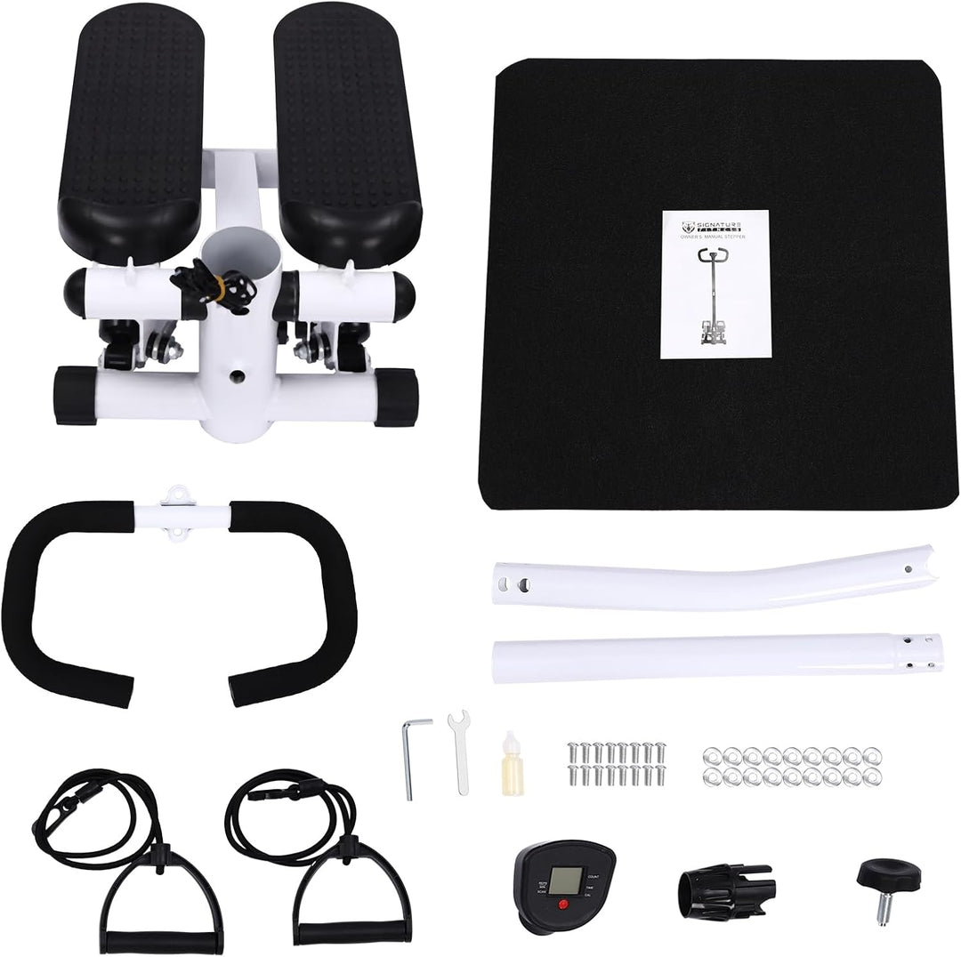 2in1 Fitness Stepper für Zuhause,Up-Down Swing Stepper mit Power Ropes und Lenker,LCD-Monitor,höhenv