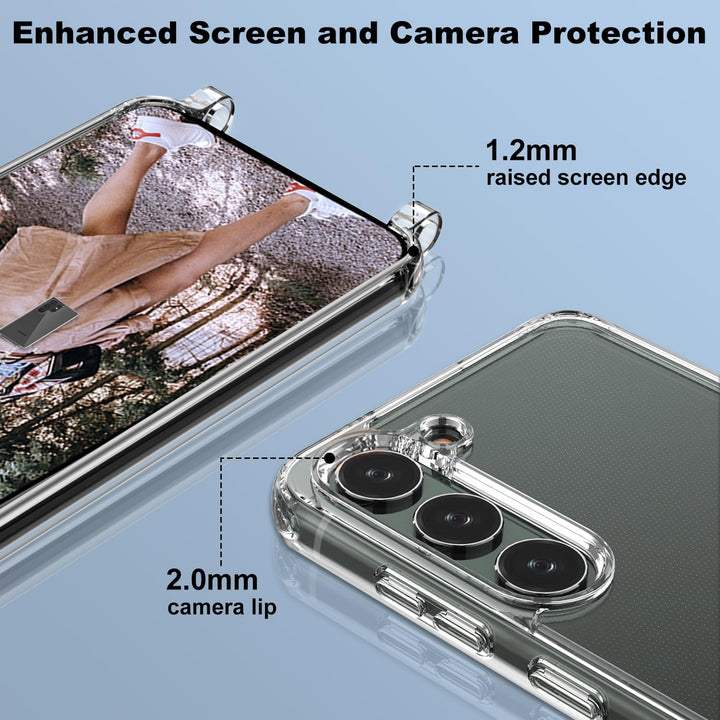 Handykette Hülle für Samsung Galaxy S23 Handyhülle mit Band und Schutzfolie, Transparent Case mit Sc